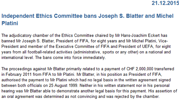 Blatter Platini Judgement