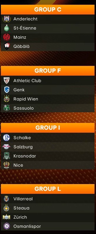 Europa League Group Stage Draw 2016-17