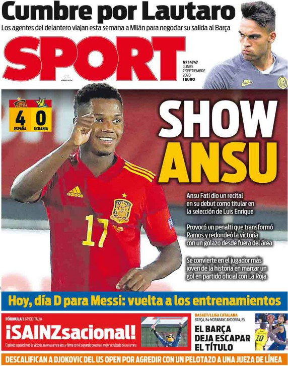 Diario Sport Headline Ansu Fati Scorer