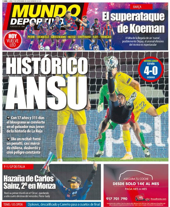 Mundo Deportivo Headline Ansu Fati Historical