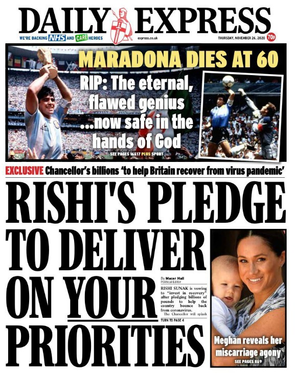 Daily Express Reaction Maradona Death