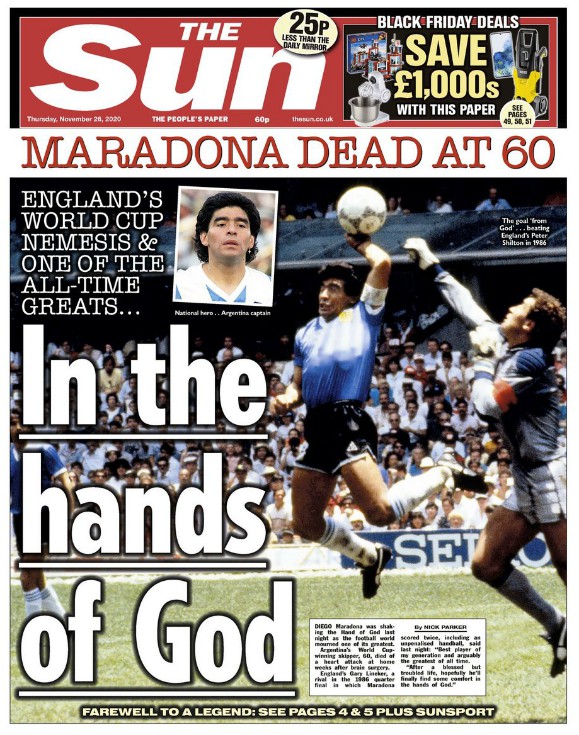 The Sun Paper Reaction Maradona Death