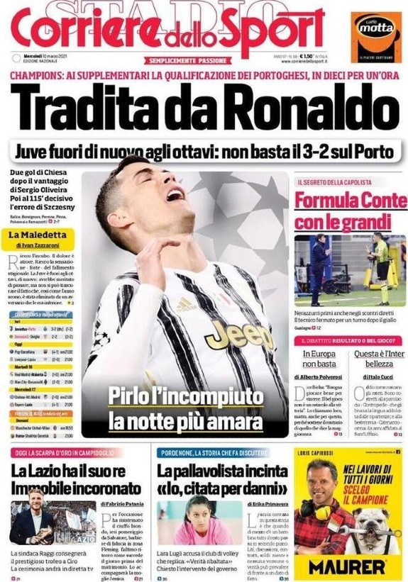 Tradita da Ronaldo Headline Corriere dello Sport (1)