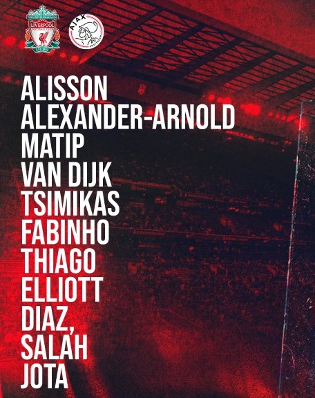 Lineup v Ajax