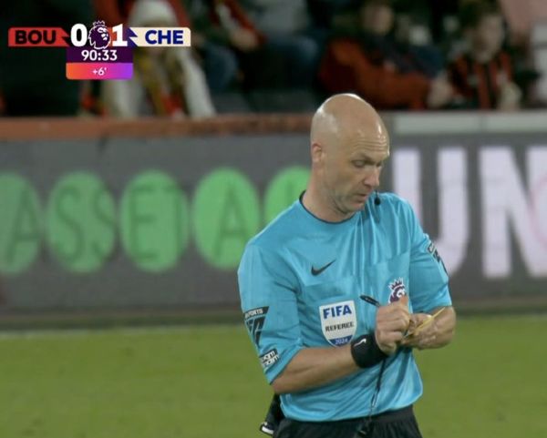 Anthony Taylor yellow cards 14 Chelsea Bournemouth