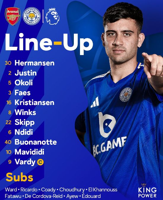 Leicester City lineup vs Arsenal FC 2024