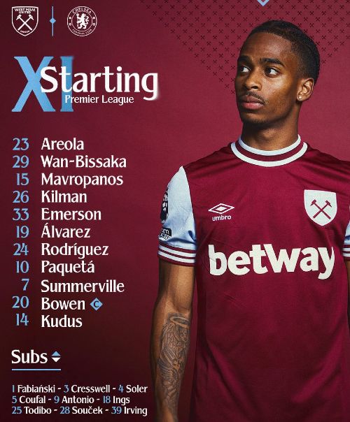 West Ham vs Chelsea starting lineup 2024