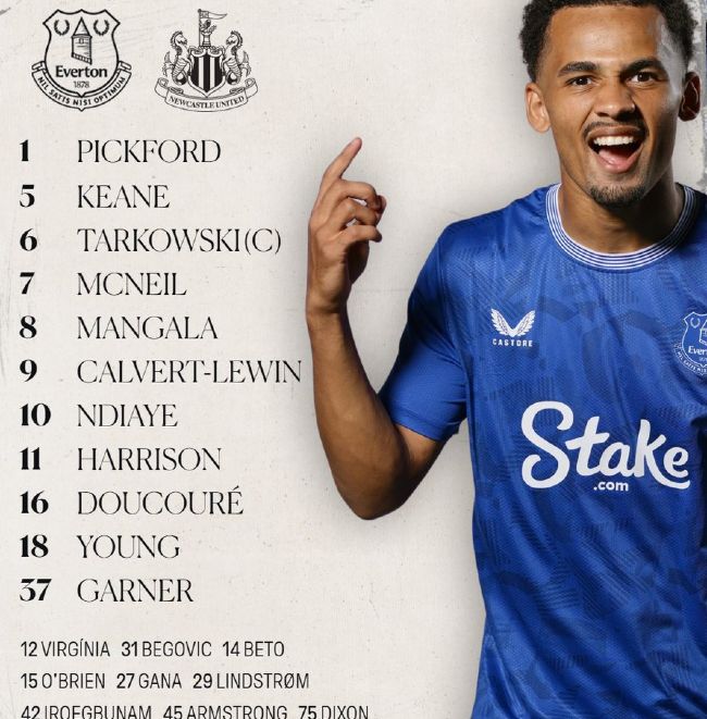 Everton FC vs Newcastle United FC Lineups 2024