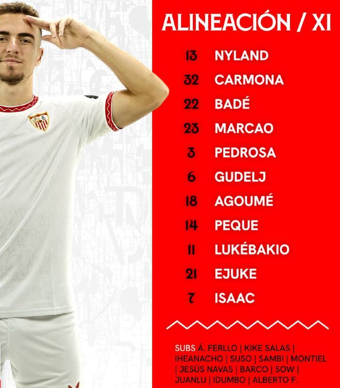 Sevilla starting lineup vs Barca 2024-25