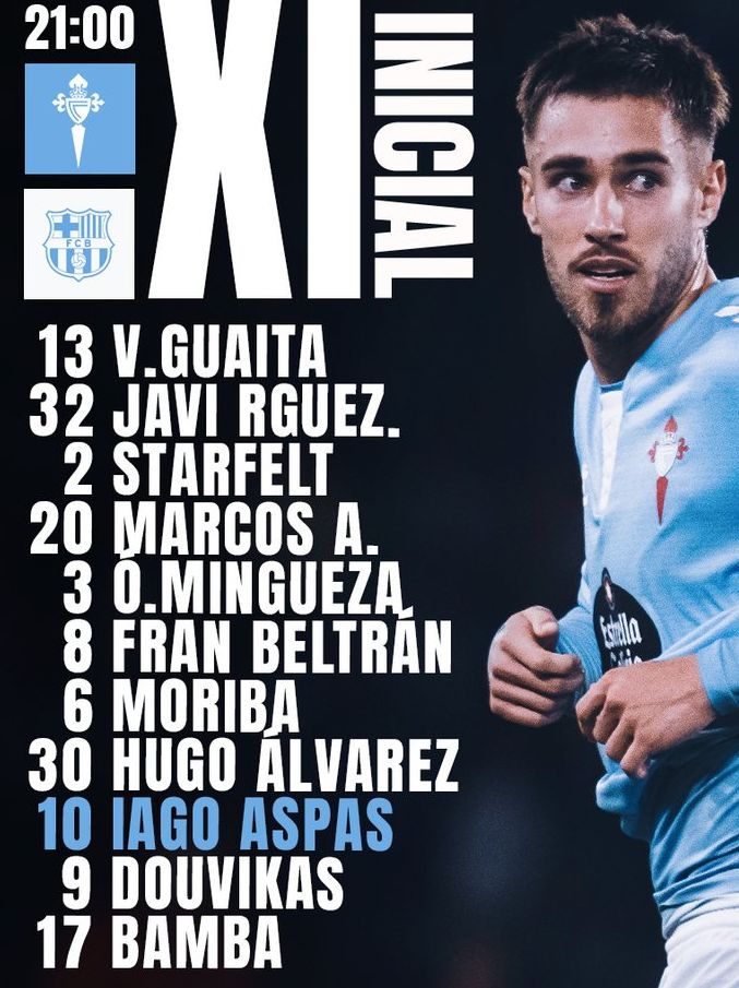 Celta Vigo starting lineup vs FC Barcelona November 2024