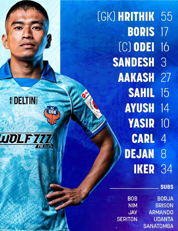 FC Goa starting lineup vs Kerala Blasters 2024 November