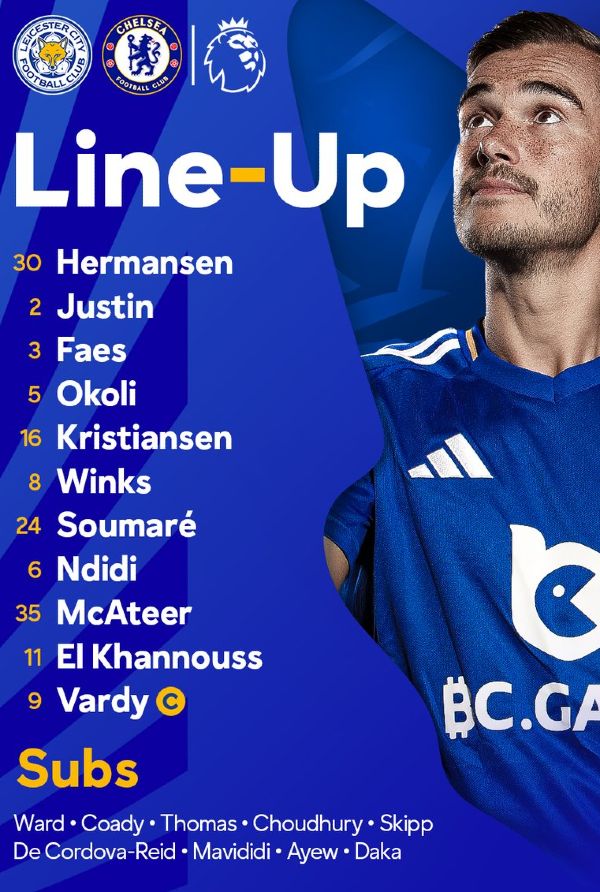 Leicester City vs Chelsea FC Starting Lineups Premier League 2024-25